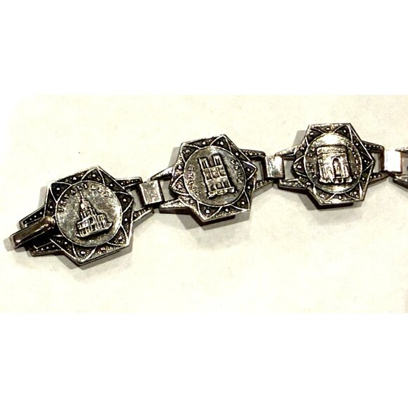 FILIGRANE DEPOSE ART DECOSILVER BRACELET PARIS EIFFEL TOWER FRANCE NOTRE DAME 7" - Picture 5 of 10